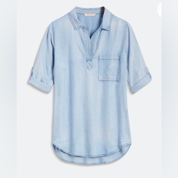 Skies Are Blue Chambray Denim Pullover - Picture 1 of 3